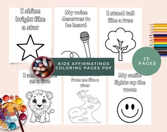 Positive Affirmation Coloring Pages for Kids: Motivational Activity (Digital Download)