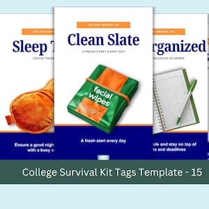 Editable College Survival Kit Tags Template | Canva Template | Gift Tags for College Students | Creative College Send Off Tags