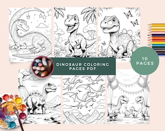 Dinosaur Coloring Pages: 10 Dino Activity Sheets (Digital Download)