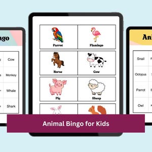 Animal Bingo Game: 30 Printable Cards, Kids Educational Activity (PDF)