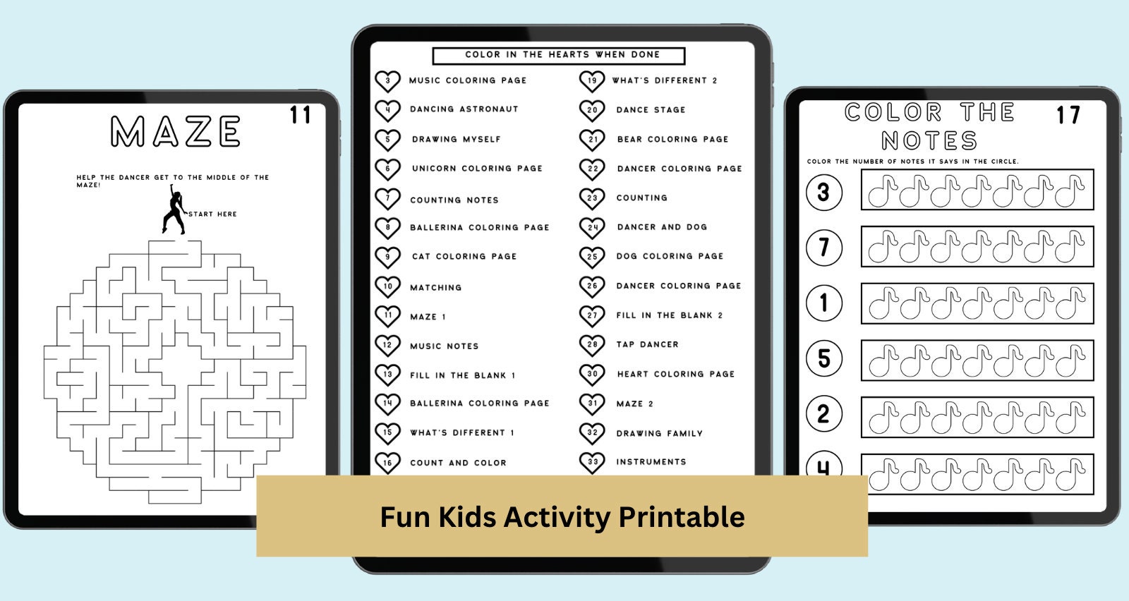 Dance Activity Book: Coloring Pages, Mazes, Counting (PDF Pattern) - Etsy