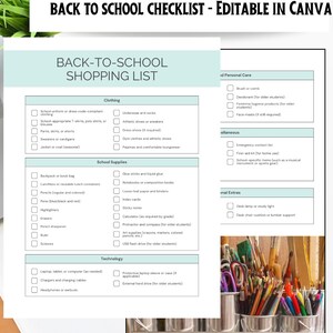 Back to School Shopping List Template | School Supplies | School Checklist | Family Templates | Canva Template | Checklist Canva Template