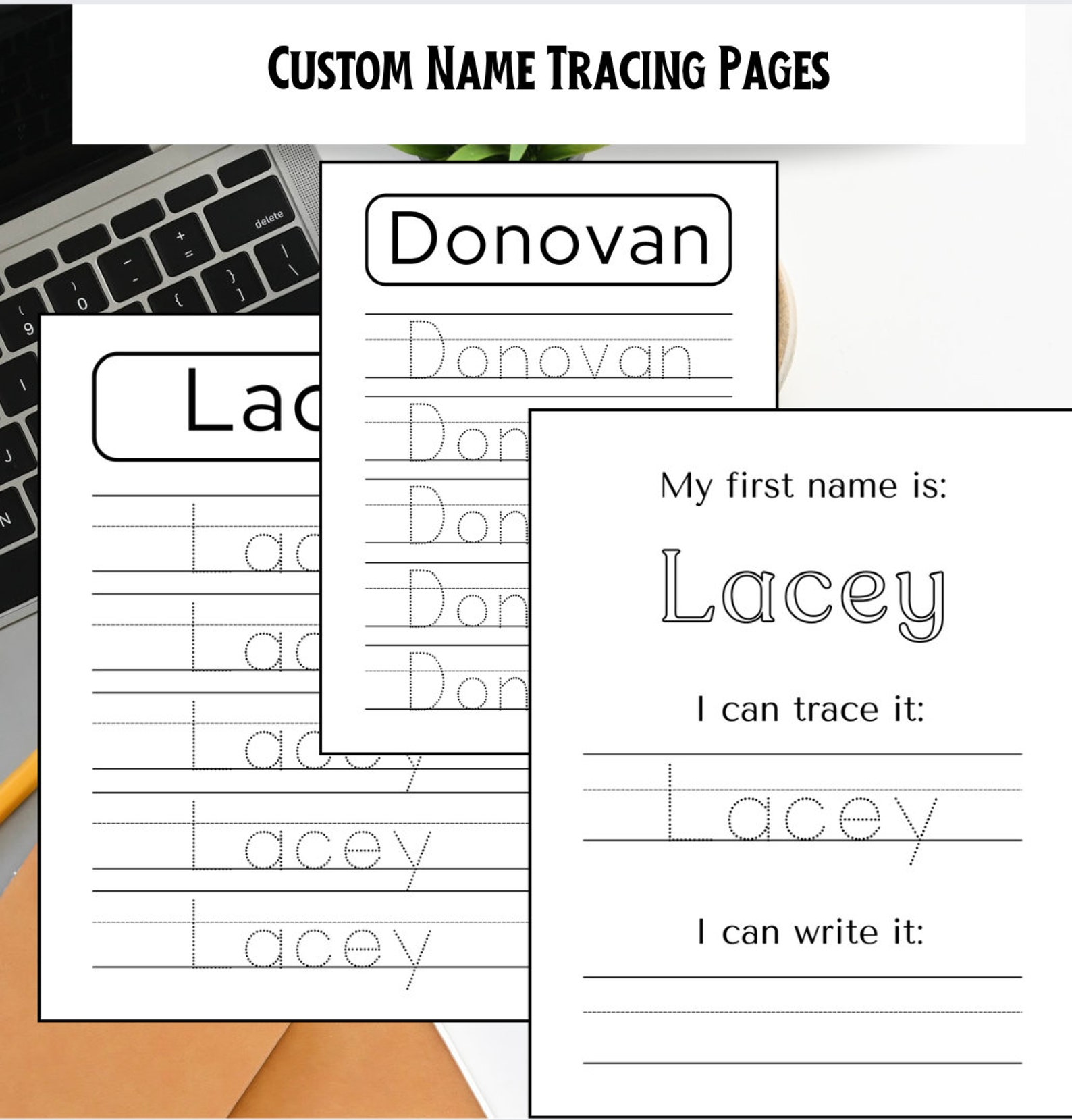 Handwriting Practice Custom First and Last Name Tracing Page Name