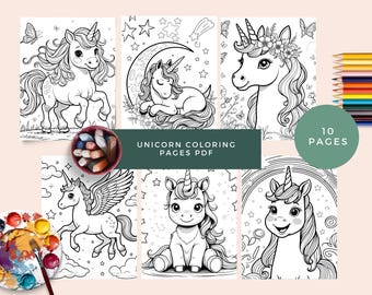 Unicorn Coloring Pages – 10 Fantasy Art Designs (PDF Download)