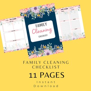 Planificador de limpieza familiar, Tabla de tareas familiares imprimible, Planificador del hogar, Lista de verificación en PDF, Planificador de limpieza para el TDAH