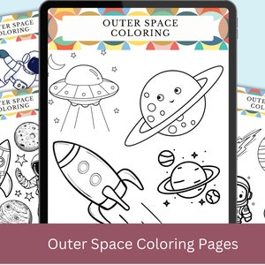 Solar System | Space Birthday Party | Space Coloring Pages For Kids | Outer Space Printable Coloring Page | Instant Download | Space Print