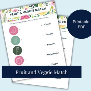 Fruit & Veggie Matching Game: Educational Printable (PDF)