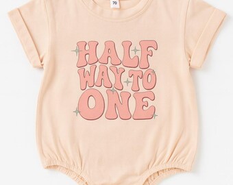 Halfway to One Baby Onesie: Retro 6 Month Birthday Outfit