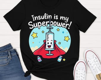 Insulin is My Superpower T-Shirt – Diabetes Awareness Superhero Syringe