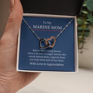 Marine Mom Interlocking Heart Necklace