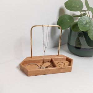 Schmuckständer WABENSCHALE Schmuckaufbewahrung Holz Desk Organizer Schreibtisch Büro Tray Schale Holz Eiche M - Schmuckhalter