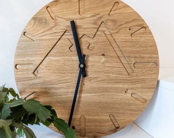 BERGZEIT wall clock wood mountains modern minimalist design quiet clockwork