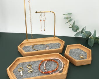 Jewelry Stand - JEWELRY HONEYCOMB SET Wooden Jewelry Holder Jewelry Storage Jewelry Organizer Jewelry Box Storage Order Jewelry Tray