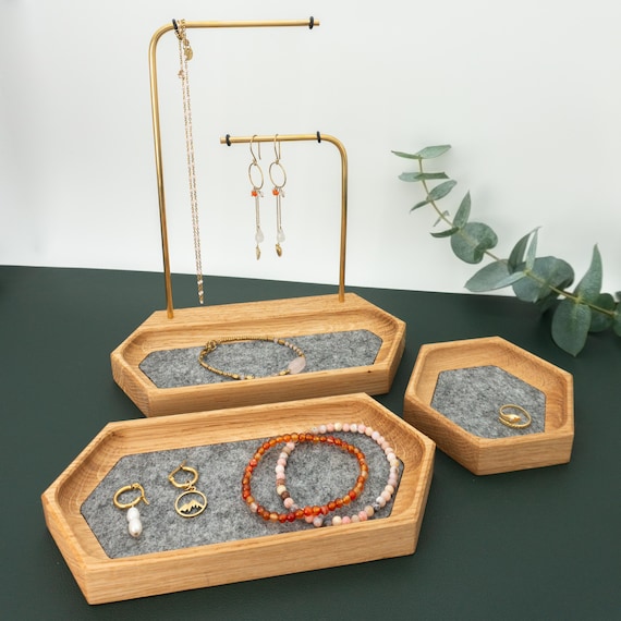 Schmuckständer - SCHMUCKWABE SET Schmuckhalter Holz Schmuckaufbewahrung Schmuck Organizer Schmuckkasten Aufbewahrung Ordnung Schmuckablage