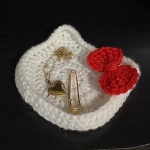 Crochet Kitty Trinket Dish| Jewelry Tray| Jewelry Holder