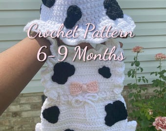 Cow Print Romper Pattern| (6-9 Months) | Romper Pattern Only, Hat Pattern NOT Included
