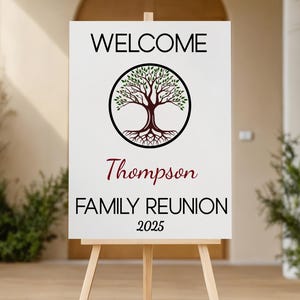 Family Reunion Welcome Sign Digital, Tree of Life Design, Custom Name, Reunion Decoration, Printable Poster, Instant Download