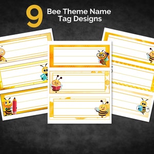 Bienen-Thema Namensschild-Designs, Biene Klassenzimmer Dekor, Schreibtisch Namensschilder, druckbare Namensschilder, niedliche Biene Tags für Kinder, Vorschuldekor, Cubbie Etikett