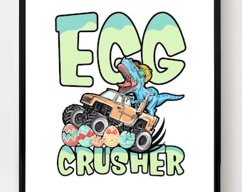 Boys Easter PNG Egg Crusher Easter Sublimation  PNG  Baby Toddler Preschool Shirt Design