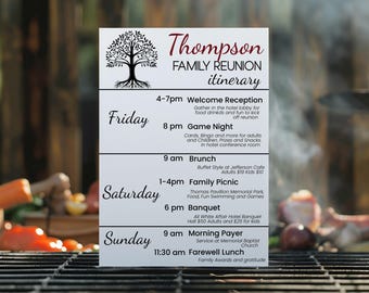 Family Reunion Itinerary Template , Flyer Digital, Editable Reunion Schedule, Personalized Family Event Planner, Customizable Details