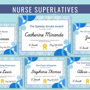 Nurse Superlatives Certificates, Fun Nurse Appreciation Awards, Printable Nurse Awards, Digital Nurse Recognition, Nurse Download PDF