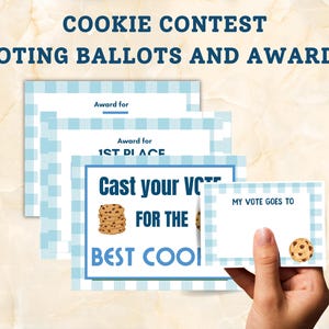 Chocolate Chip Cookie Contest Wahlzettel und Auszeichnungen, geben Sie Ihre Stimme für den besten Keks ab, Preis für den 1.Platz, druckbares Contest Kit