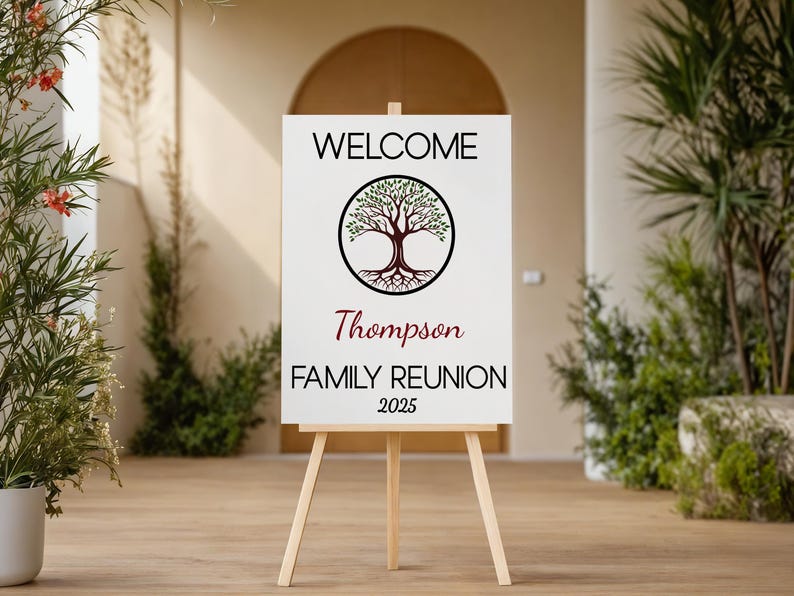 Family Reunion Welcome Sign Digital, Tree of Life Design, Custom Name ...