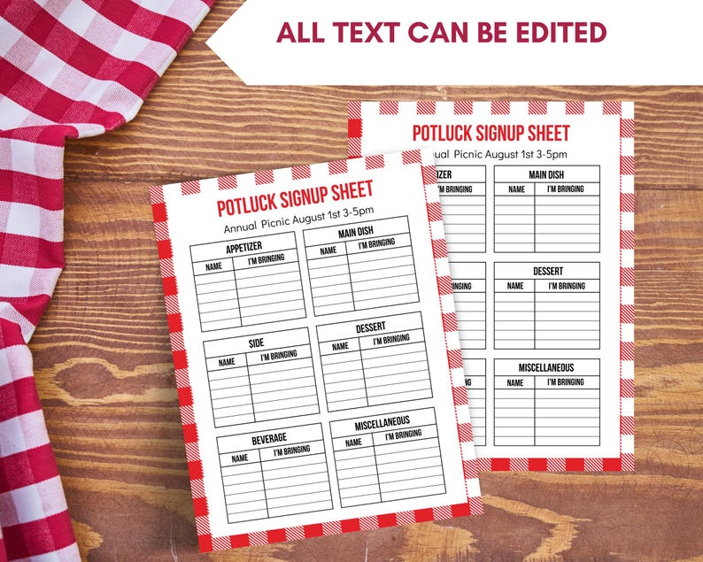 Editable Potluck Invitation Template, Printable Picnic Invite, August Party, Digital Download PDF