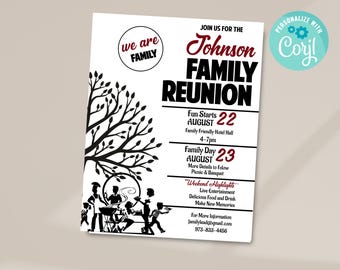Family Reunion Invitation Template, Customizable Family Event Flyer, Digital Download Family Reunion Print, Editable Reunion Invite