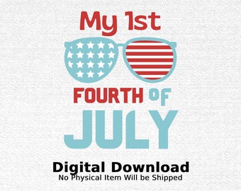 My 1st Fourth of July png, patriottische baby digitaal ontwerp, rood wit blauwe sterren strepen, baby's eerste onafhankelijkheidsdag print