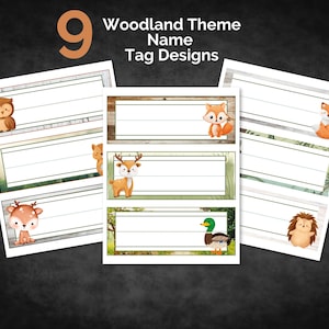 Woodland Theme Name Tags, Desk Name Plates, Preschool Classroom Decor, Daycare Name Labels, Cute Animal Name Tags, Digital PDF Download