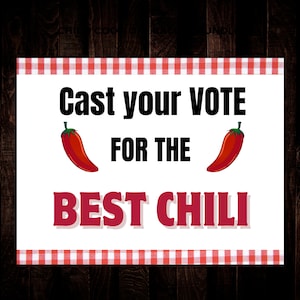 Chili Koch Off Contest Wahlkarte druckbare Abstimmung Best Chili Sign, Chili Koch Koch Sieger Zertifikat Contest Koch Off Award Scorecard