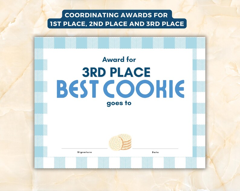 Cookie Contest Voting Bundle, Includes Ballots Sign & Awards ,Printable for PTA PTO Fundraisers Office Parties Potlucks, image 7