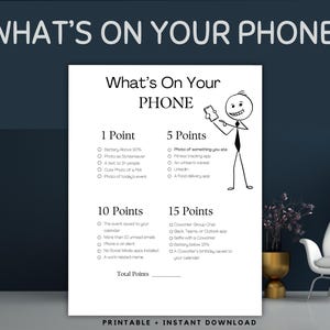 Wat staat er op je telefoon Afdrukbare game Office-editie, direct downloaden, waardering personeel, teambuilding, afdrukbare game Office Party