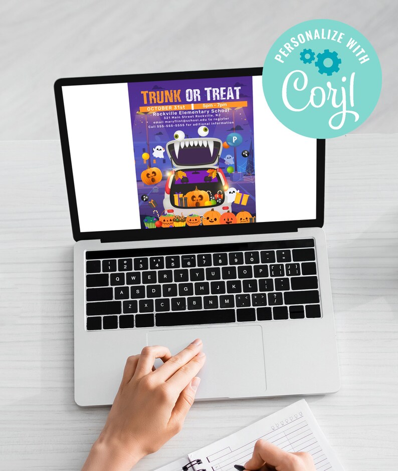 Trunk or Treat Flyer, Digital Mobile or Print for Elementary Preschool