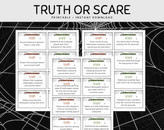 Halloween Truth or Scare Game, Office Party, Kid Friendly Halloween Printable, Fun Halloween Party Game, Instant Download Halloween Activity