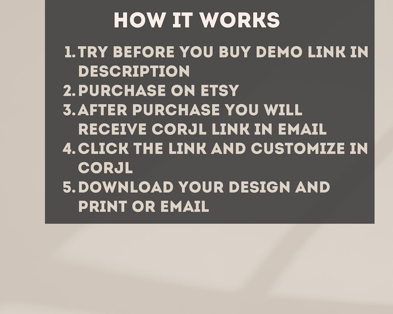Customizable Instruction Template, Digital Download, Etsy Guide, DIY Design Print, Printable PDF, Easy Steps, Purchase and Print
