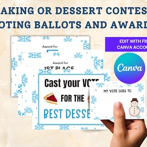 Baking Cookie, Dessert Contest Voting Ballots and Awards Digital Download Editable Canva Template