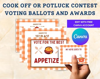 Cook Off Potluck Contest Voting Ballots Awards Digital Download Printable Editable Canva