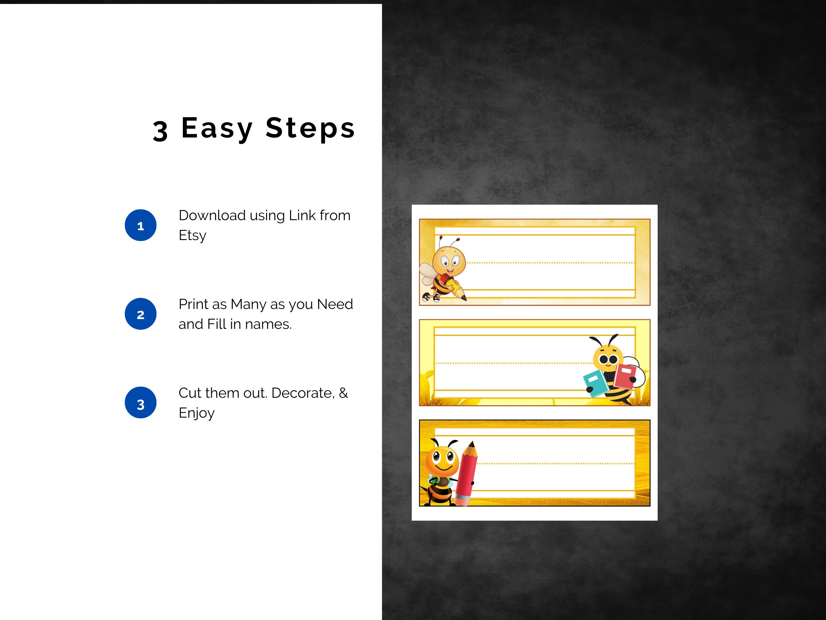 Bee Theme Name Tag Designs, Bee Classroom Decor, Desk Name Tags ...