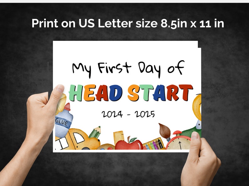 First Day of Head Start Sign Printable, Back to School Sign PDF, Head ...