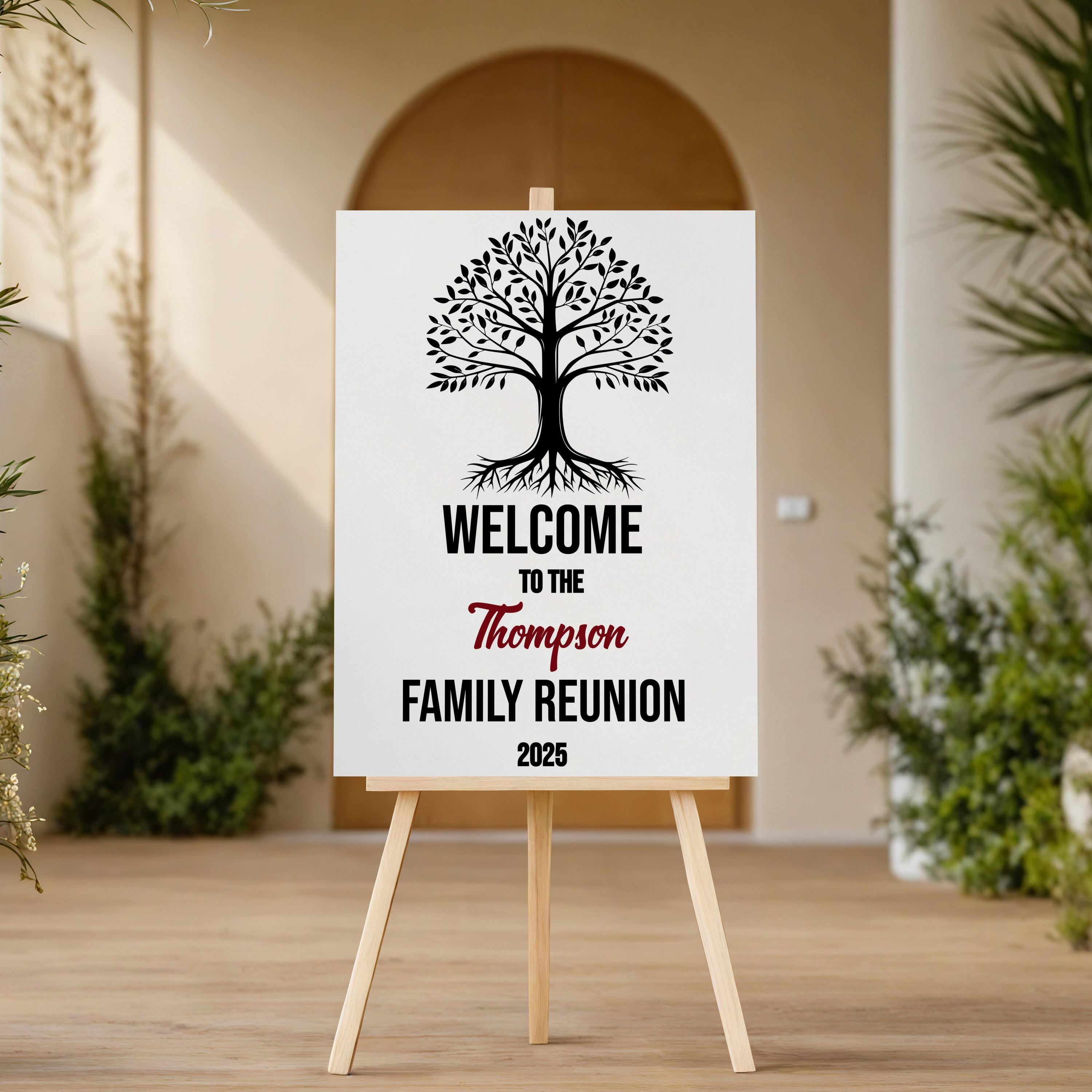 Family Reunion Digital Print, Welcome Sign Tree, Customizable Reunion ...
