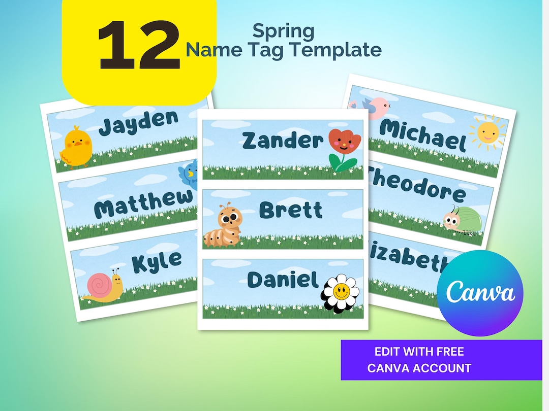 Editable Spring Name Tag Template for Classroom Daycare Preschool ...