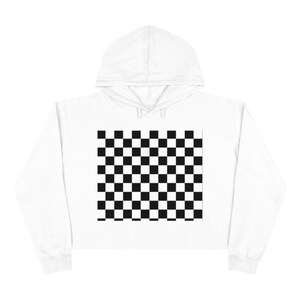 Black And White Checkerboard Crop Hoodie