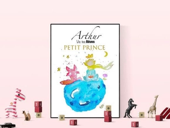 Petit Prince Vis Tes Rêves, Affiche Aquarelle Enfant Bébé Impression d'art