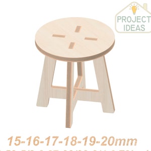Kleiner runder Hocker, dxf-svg-eps-stl-pdf, Laser & CNC Fräser Schnittmuster, Schnittschablone, Plan, Modell, Sperrholzmöbel