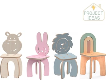 Archivos para fresadora CNC de silla de animal, planos de corte láser (dxf, svg, pdf)