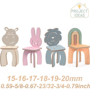 STUHL SET Vektor Dateien, dxf, svg, pdf, Laser & CNC Fräser Schnittmuster, Schnittschablone, Plan, Zeichnung, Kindermöbel, Holz, Sperrholz
