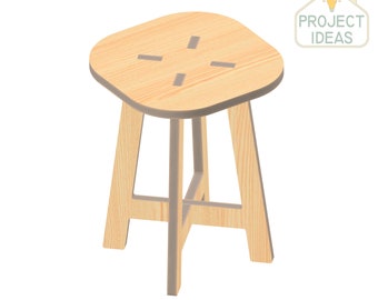 Square Stool CNC Laser Cut Plan, Plywood Side Table (pdf, svg, dxf)