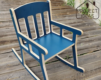 Plano de corte para mecedora infantil con fresadora CNC, muebles de madera contrachapada (dxf, svg, pdf)